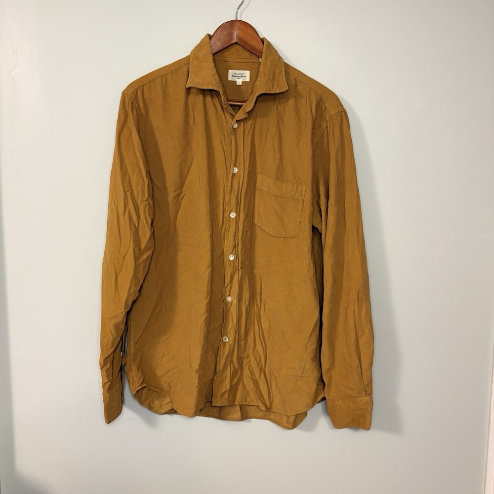 Hartford Alternative Classics Mens L Mustard Fine Corduroy Button Down Shirt